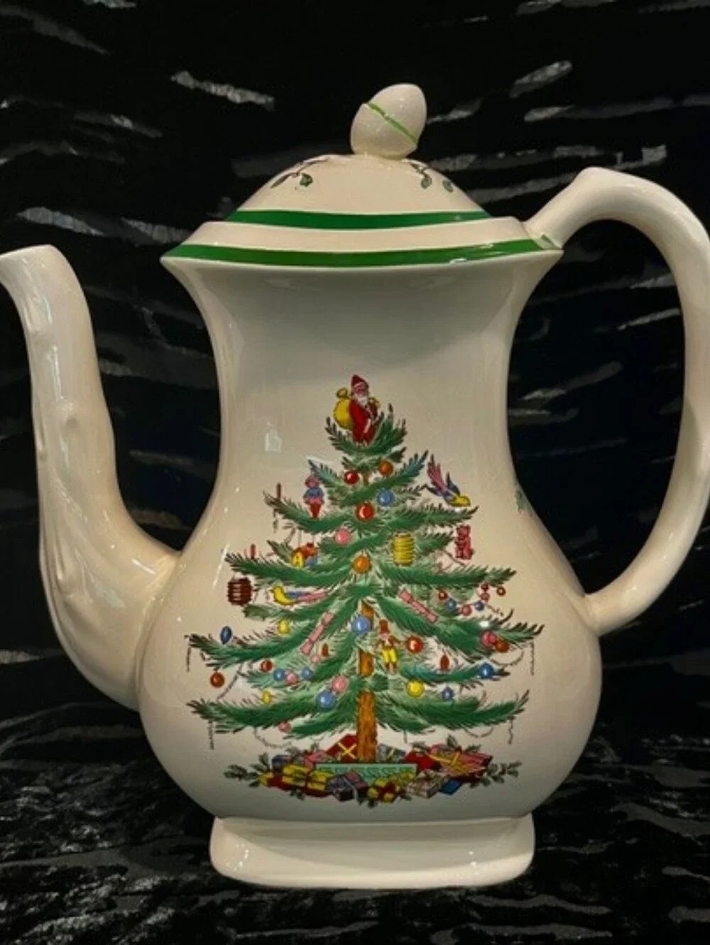Vintage Pre-1976 Spode Christmas Tree Imperialware Coffee Pot with Acorn Lid